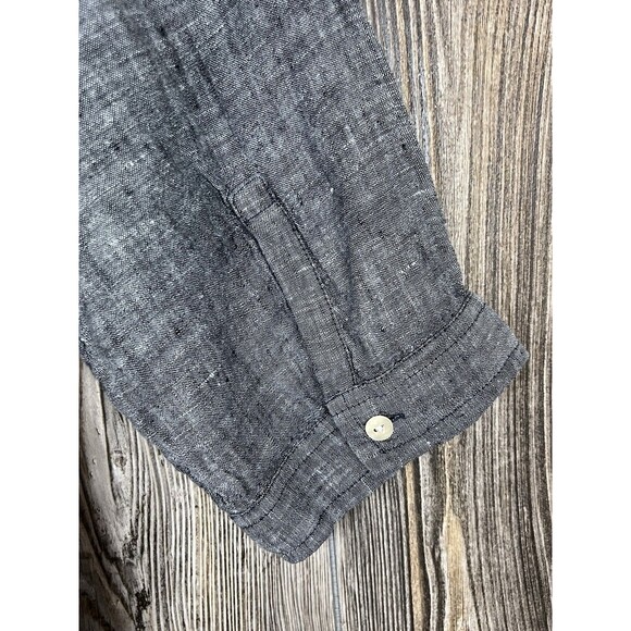 Chico's Grey Linen Popover High Low Blouse 3/4 Sleeve 2/Large Coastal Resort - Picture 5 of 13